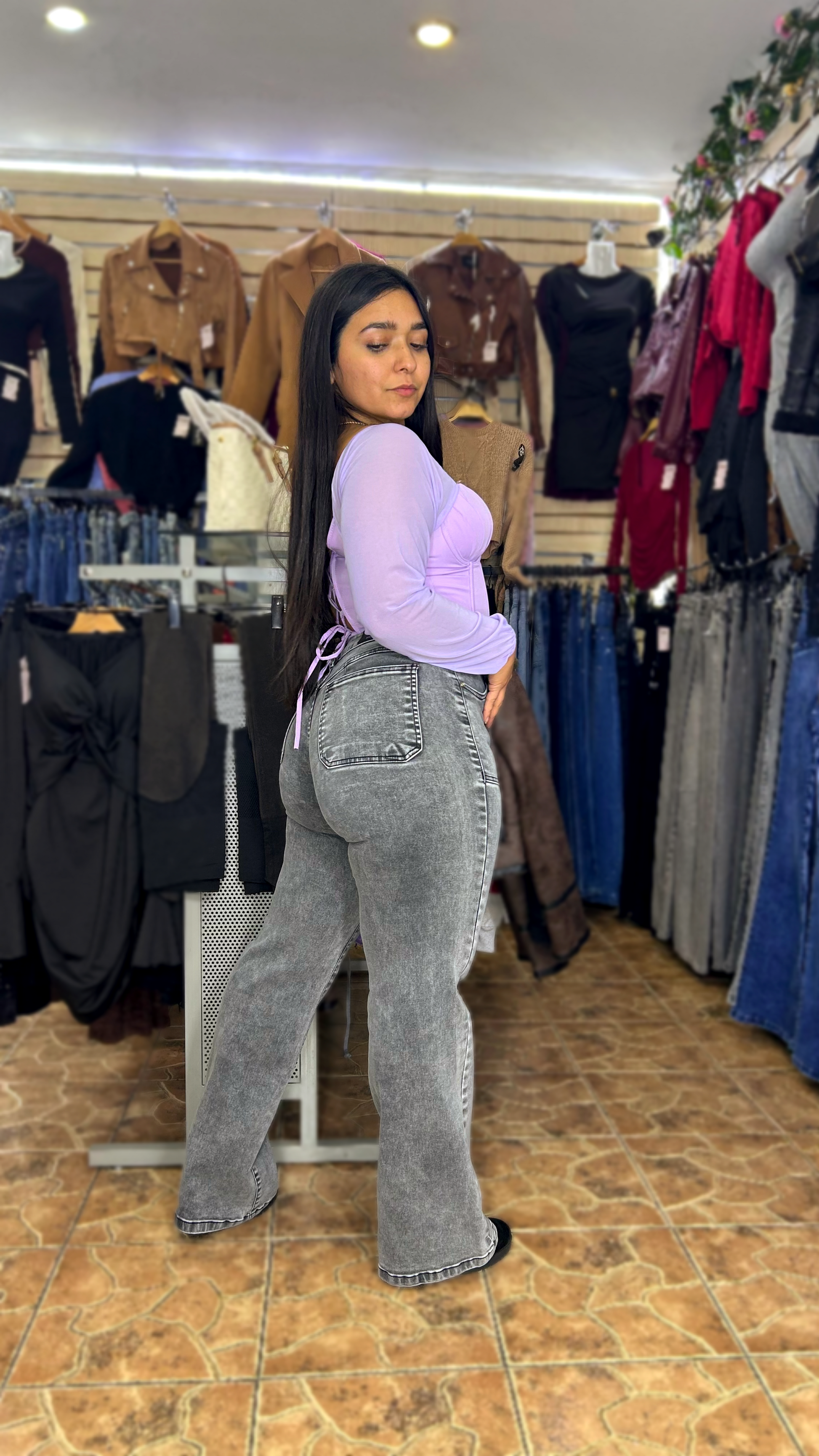 WIDE LEG GRIS