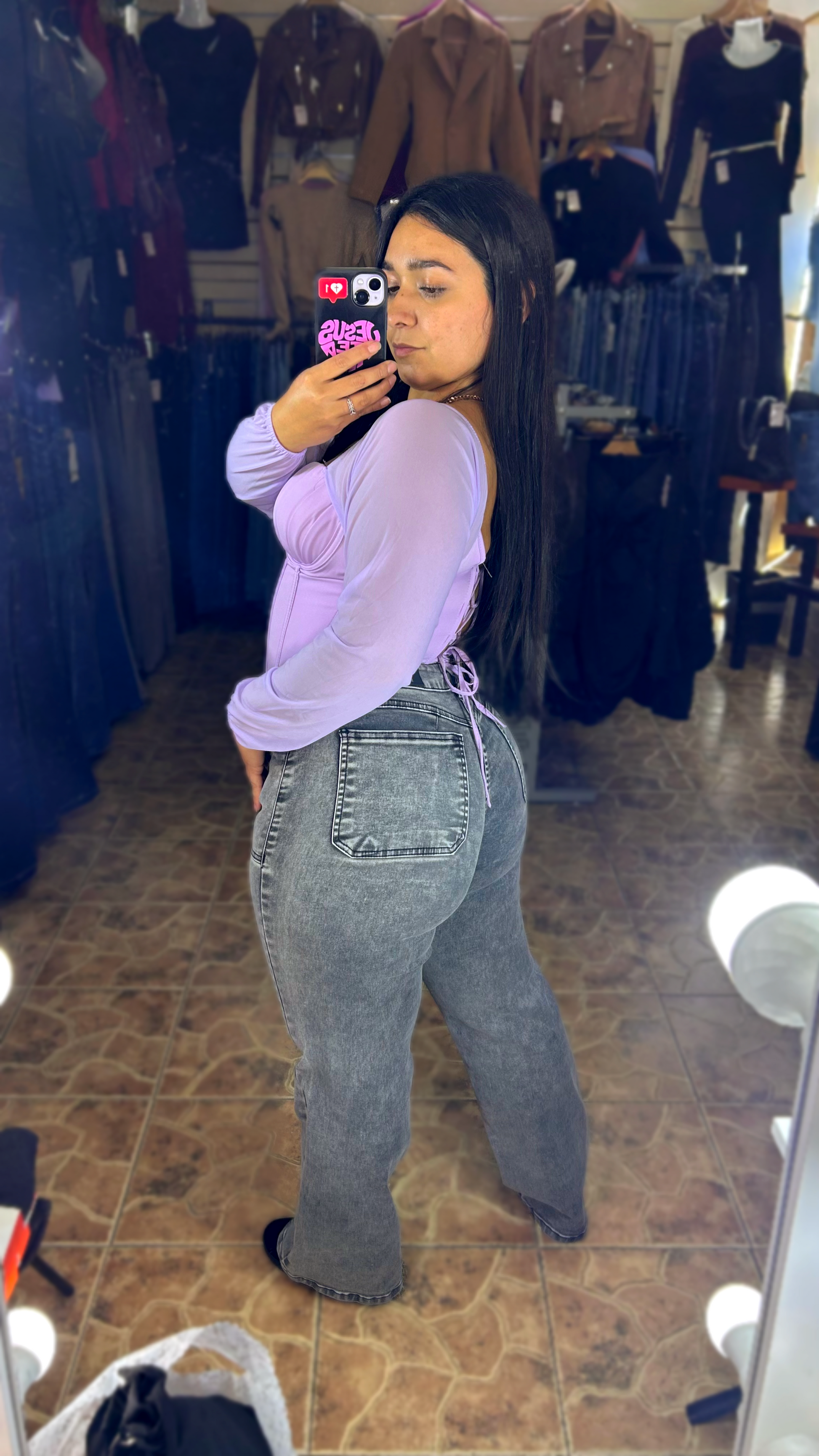 WIDE LEG GRIS