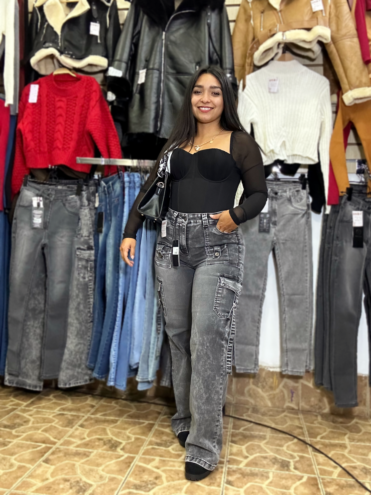 JEANS CARGO GRIS